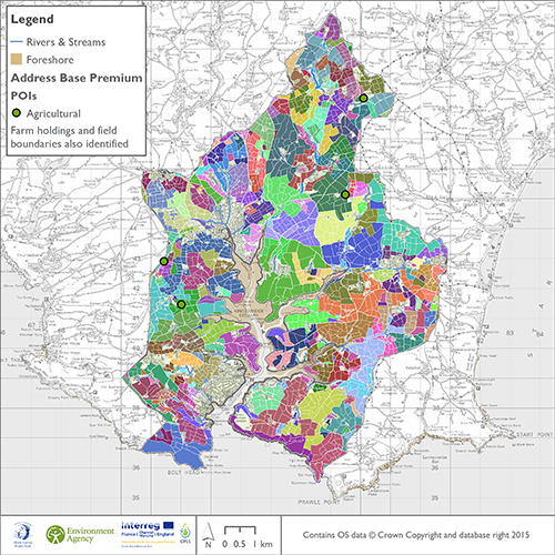 Occupation du sol : limites des exploitations agricoles et champs 