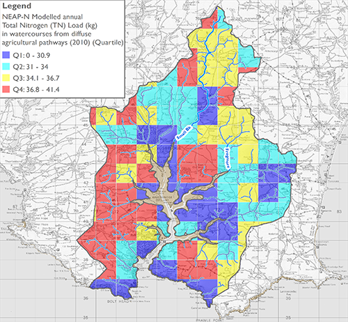 NEAP-N Model: Annual total Nitrogen load in watercourses