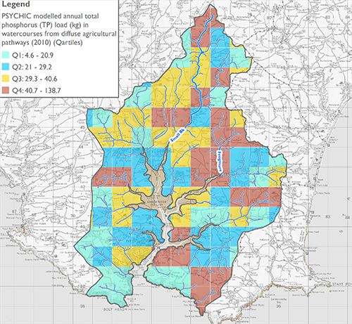 PSYCHIC Model: Annual total phosphorus load in watercourses